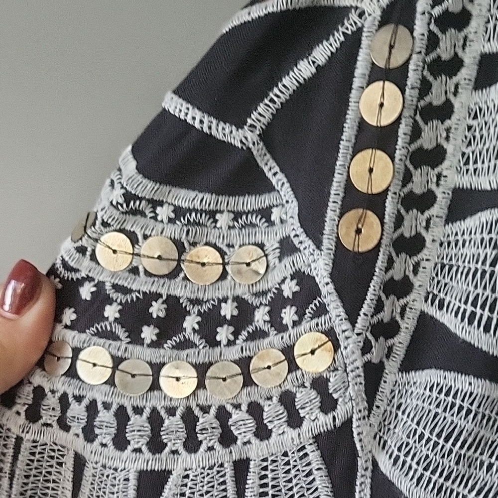 Free People Black and White Bohemian Kimono - Picture 9 of 12